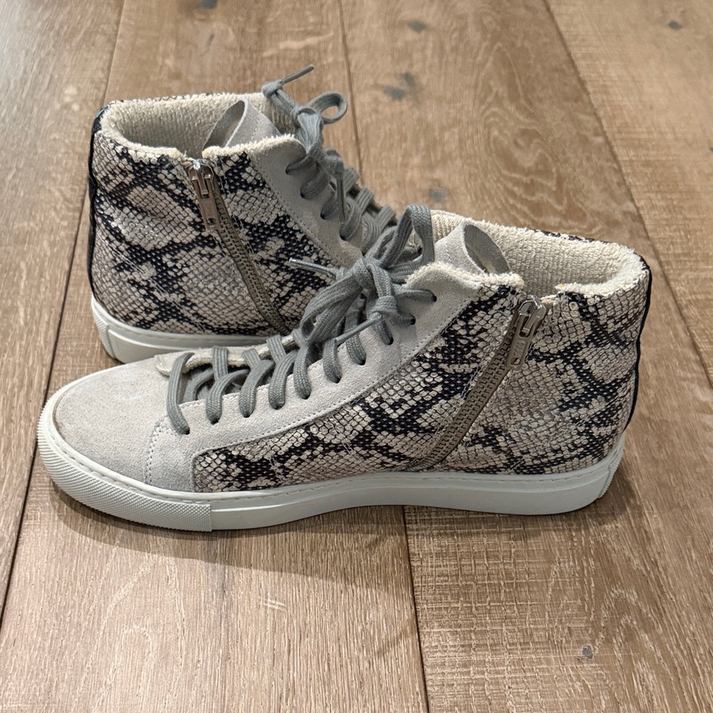 P448 Light Gray Suede High-Top Sneakers with Subtle Logo